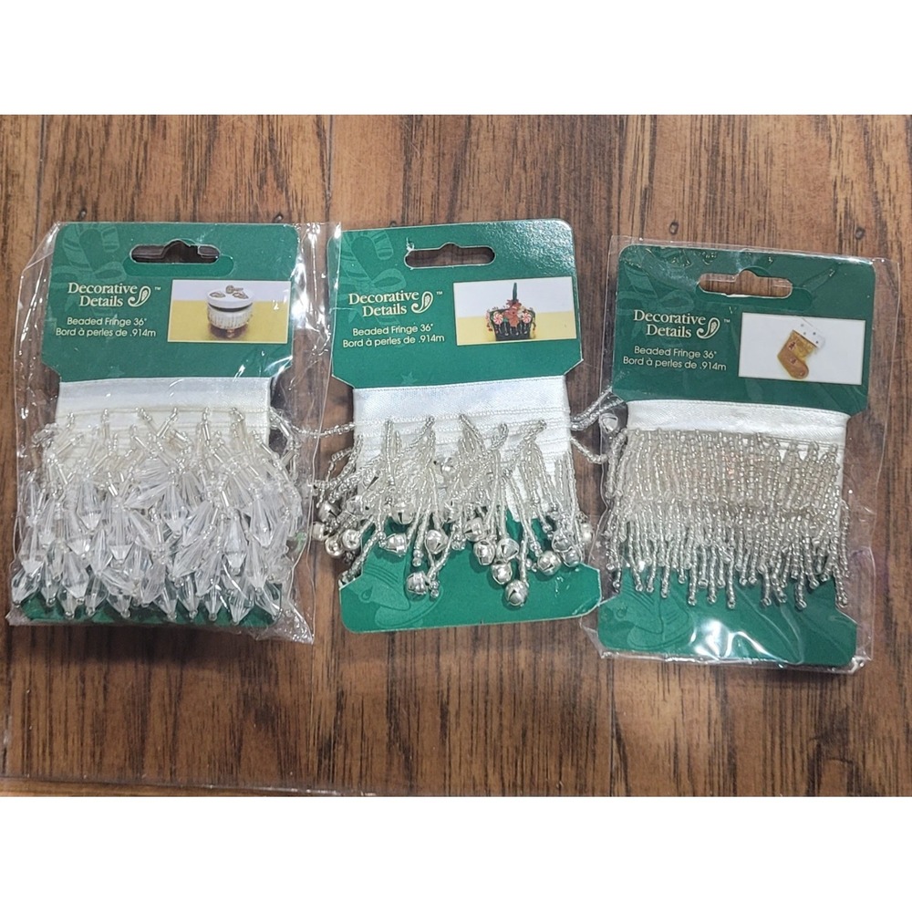 3 YDS Decorative Details BEADED FRINGE Ribbon CRAFT Sewing Trim BEAD Strip LOT